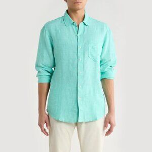 Tommy Bahama Mens 100% Linen Relax Shirt Aqua Blue Button Down Long Sleeve